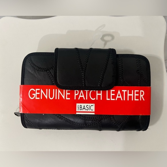 Genuine Patch Leather Wallet by in Black - Picture 1 of 9